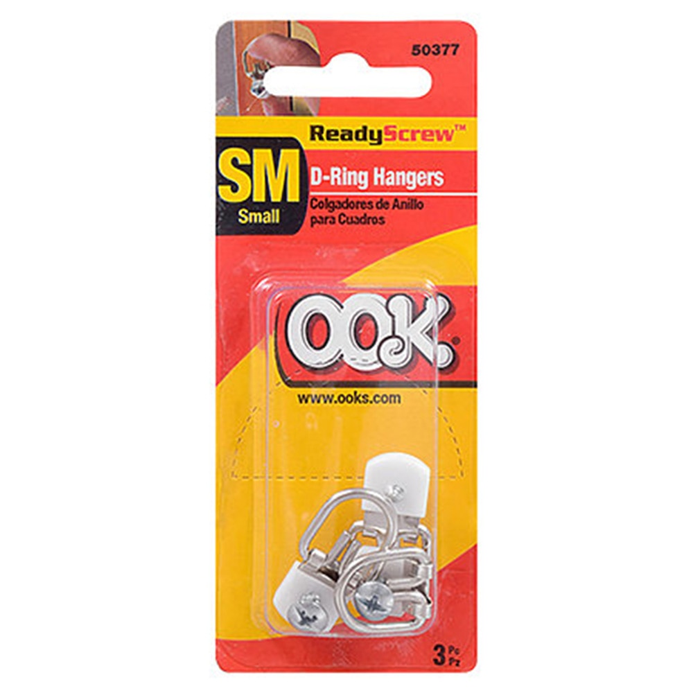 Hooks/Wall Adhesive, Art & School, Ook, ReadyScrew, D-Ring, Hangers, 1-Hole, 3 pack, 660815